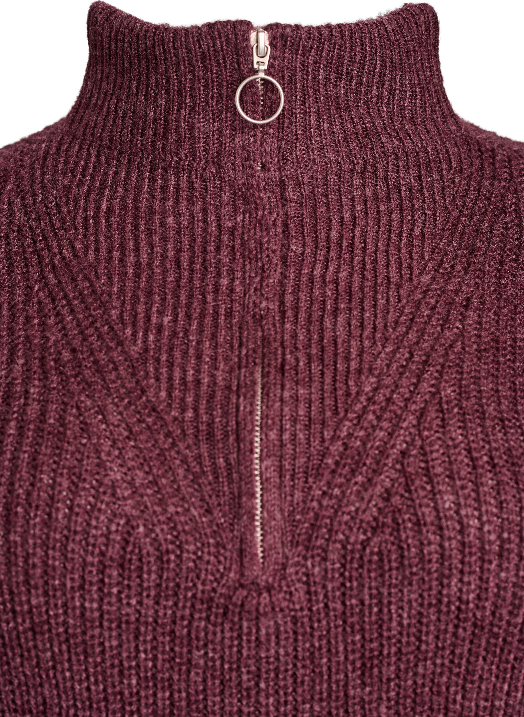 ZizziPull en tricot avec col haut et fermeture &eacute;clair, Bordeaux, Packshot image number 2