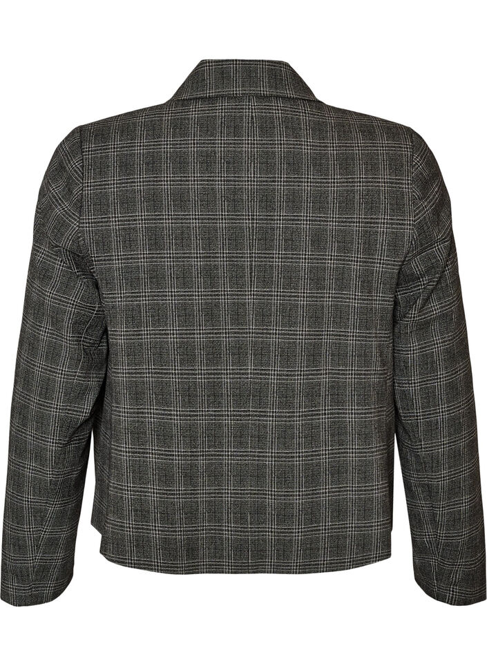 Blazer court &agrave; carreaux, Gris anthracite, Packshot image number 1