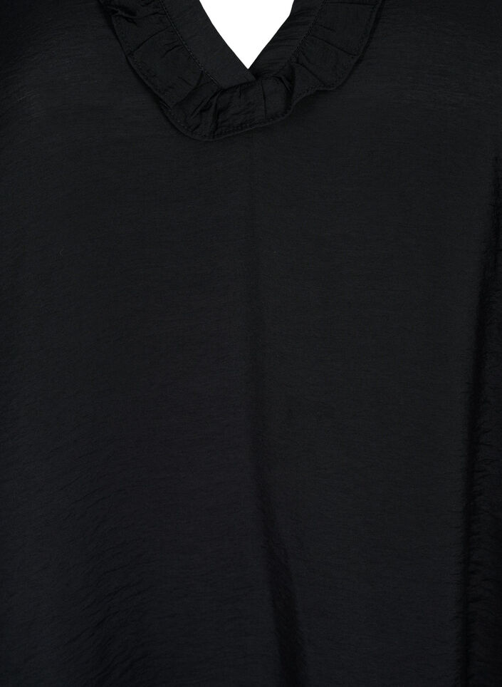 Viskosebluse mit Puffärmeln und Rüschen, Black, Packshot image number 2