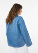 Lockere Bluse aus Denim mit Kragen und V-Ausschnitt, Blau, Model image number 2
