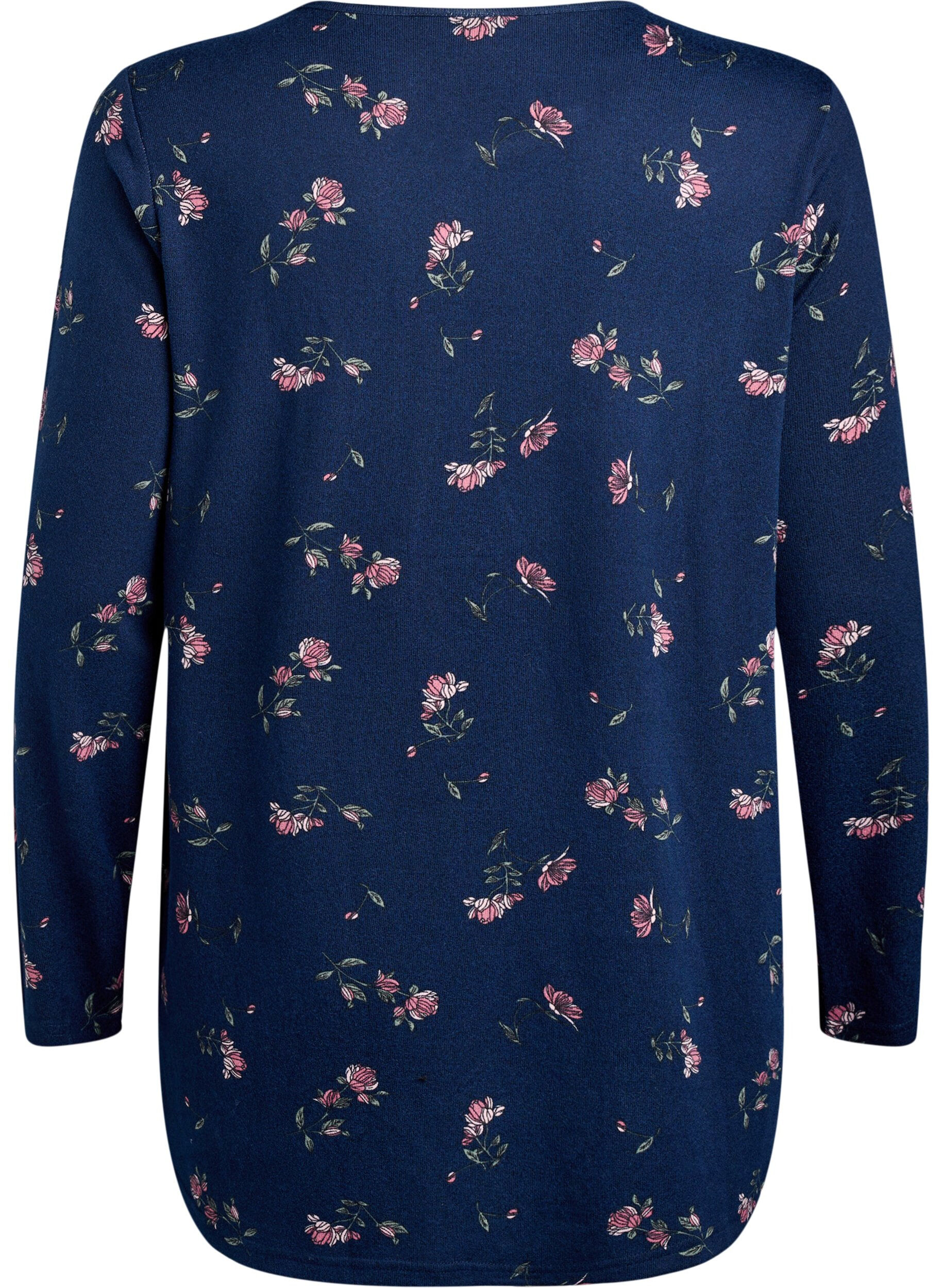 ZizziChemisier floral &agrave; manches longues, Bleu, Packshot image number 1