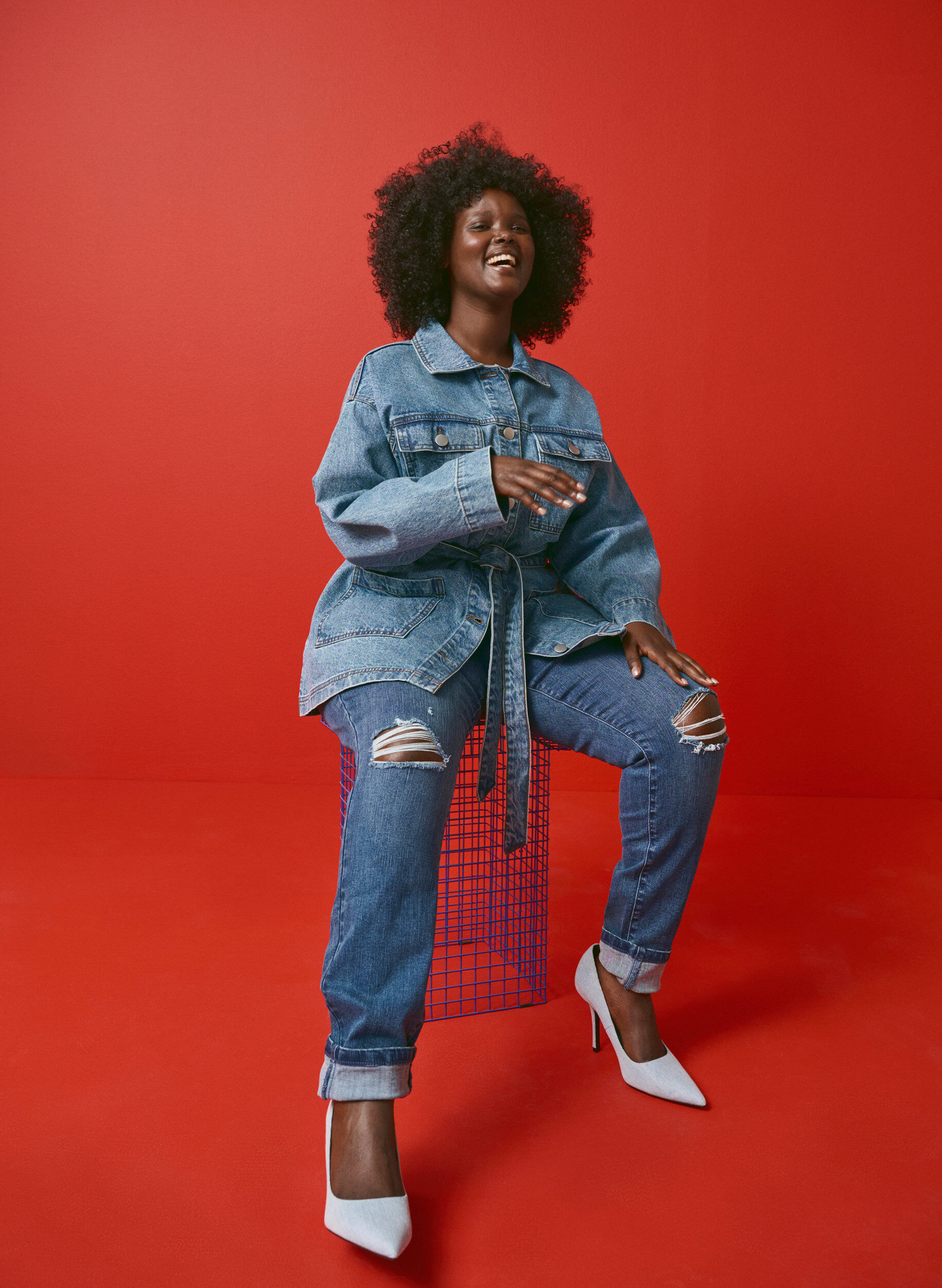 Zizzi Jeans Amy tr&egrave;s ajust&eacute; avec effet us&eacute;, Blue Denim, Image image number 0