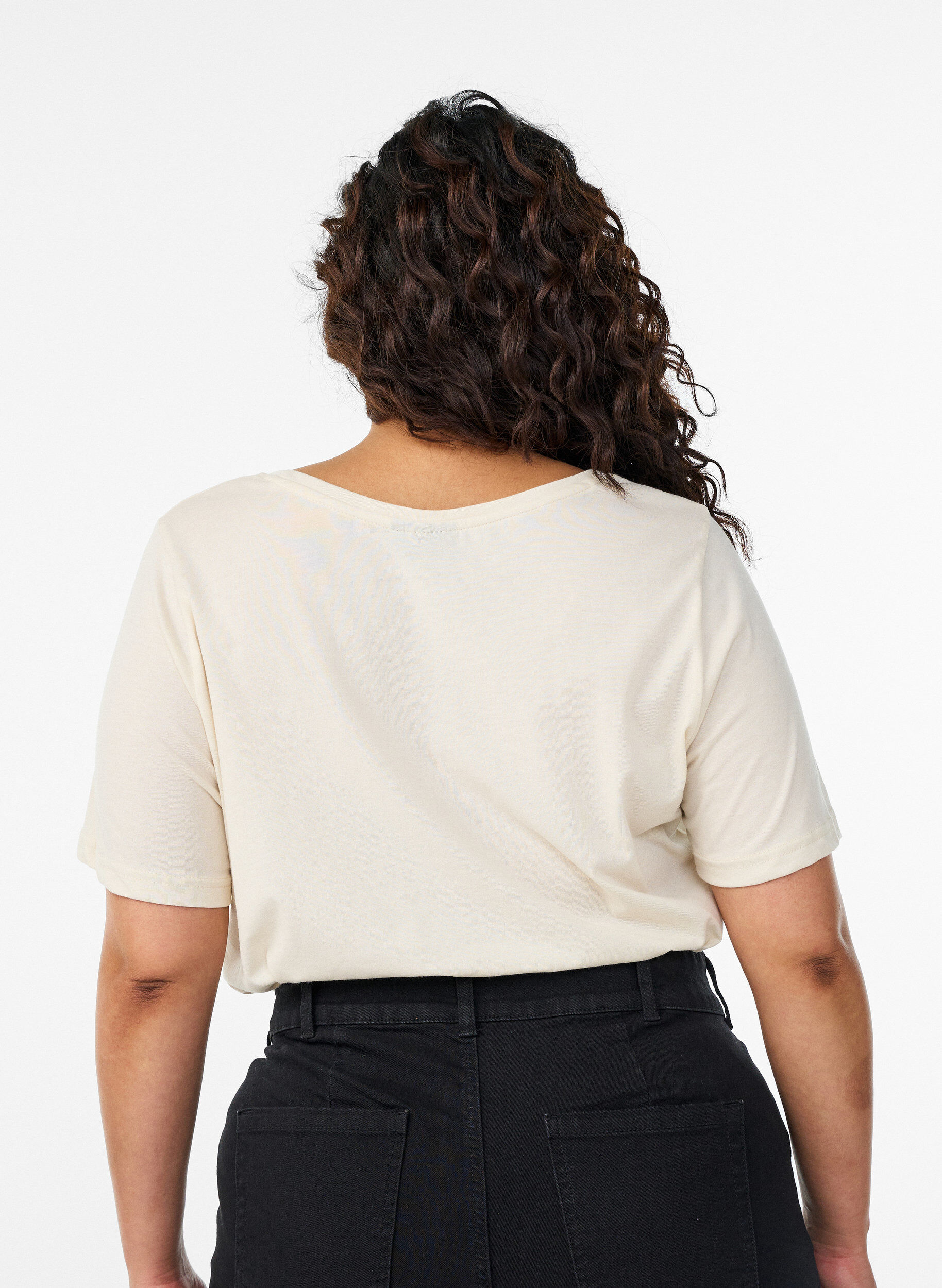 Zizzi T-shirt imprim&eacute;, Vanille, Model image number 2