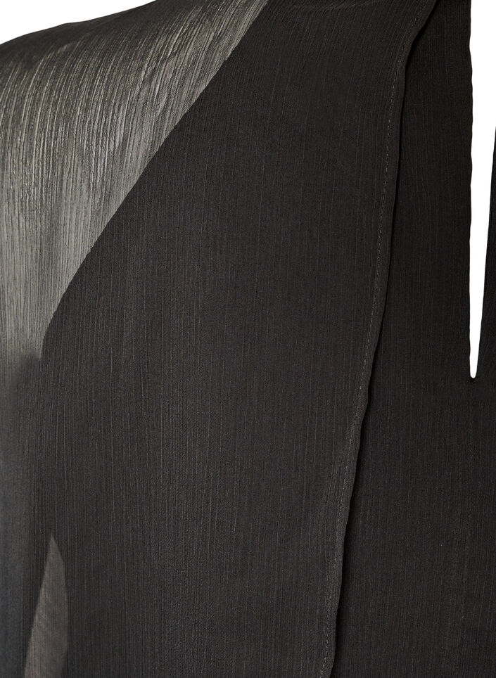 Robe mi-longue en mousseline avec cape transparente, Noir, Packshot image number 3