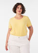 T-shirt en coton uni basique, Jaune, Model image number 0
