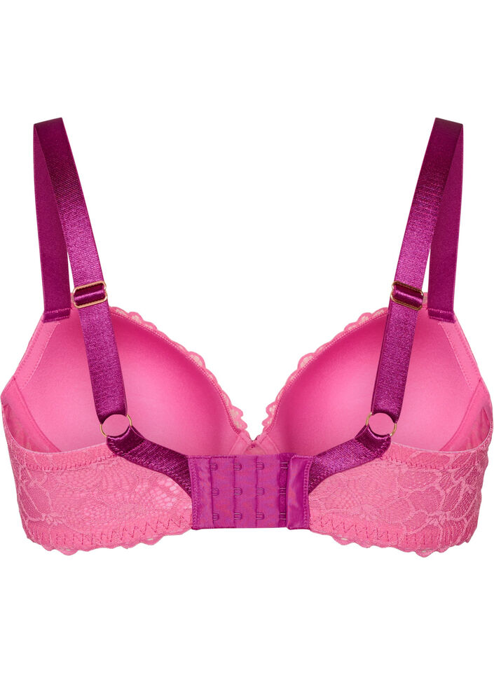 Soutien-gorge avec dentelle et bonnets coqu&eacute;s, Rose, Packshot image number 1