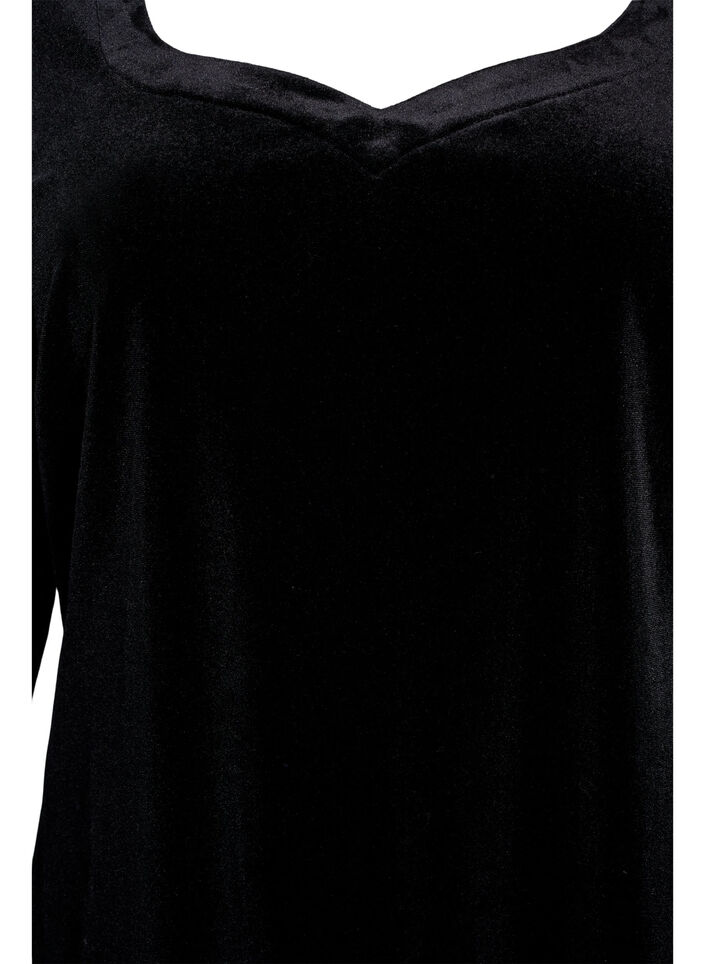 Blouse en velours à manches longues, Black, Packshot image number 2