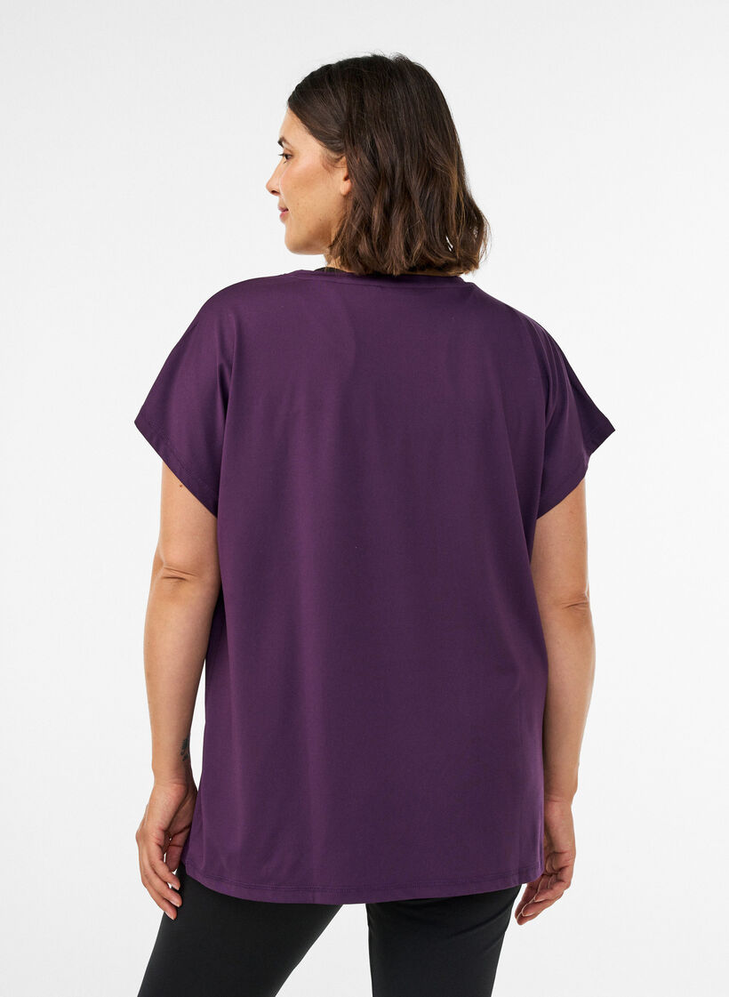 T-shirt de sport couleur unie, Violet, Model image number 2