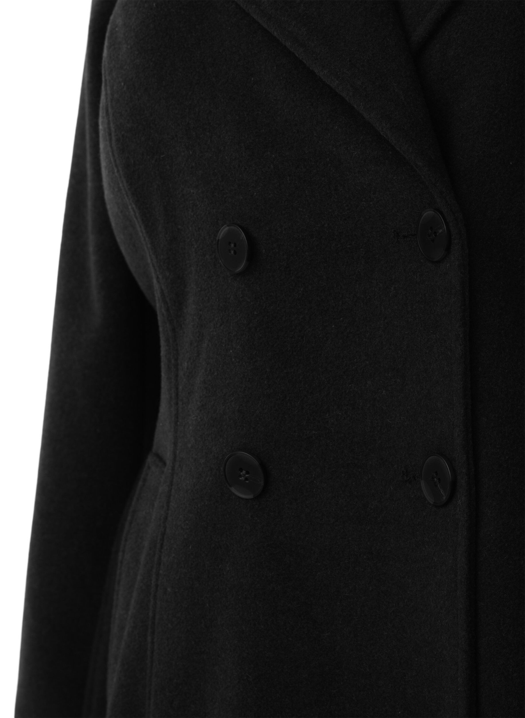 Zizzi Kurze Wolljacke mit G&uuml;rtel, Black, Packshot image number 2