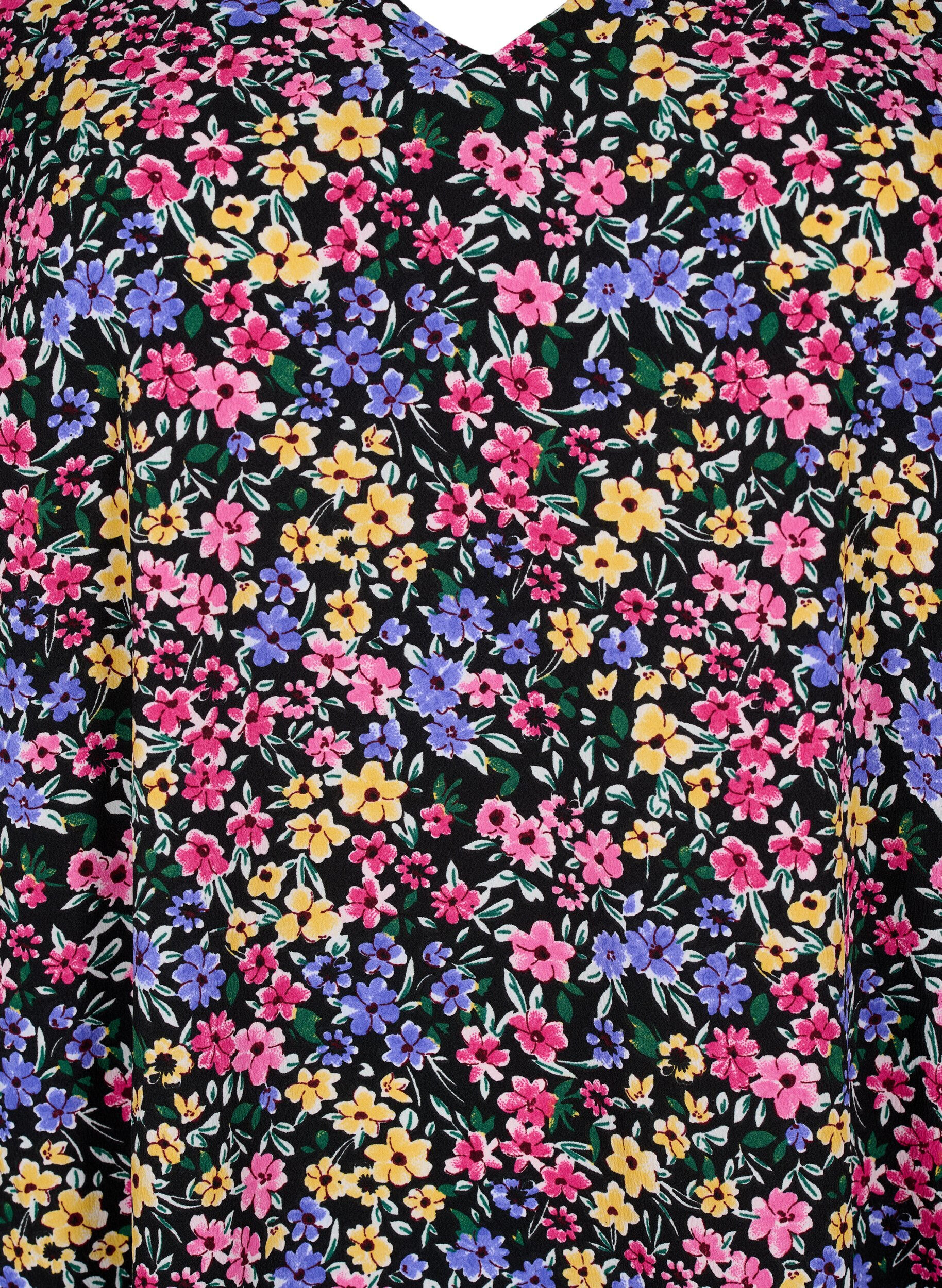 Zizzi FLASH &ndash; Kleid mit V-Ausschnitt und Blumendruck, Multi Flower, Packshot image number 2