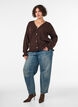 Strickjacke mit Harlekinmuster und V-Ausschnitt, Braun, Model image number 1