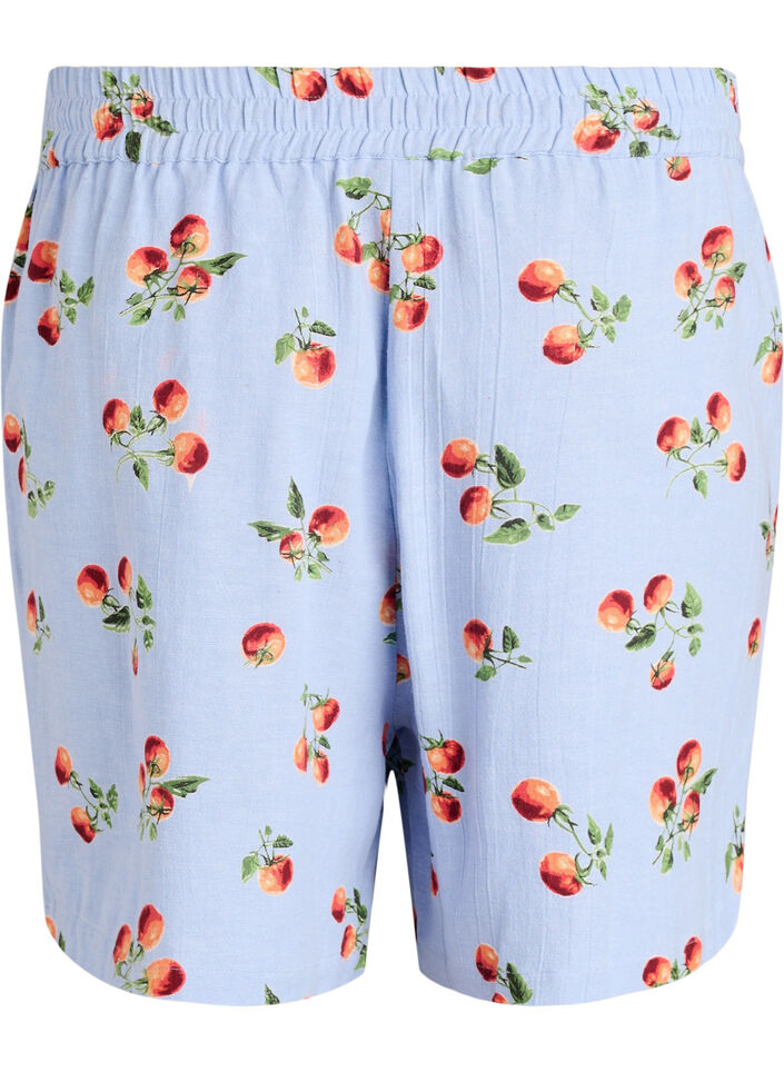 Short taille haute en coton &agrave; imprim&eacute; tomates, Bleu Clair, Packshot image number 1