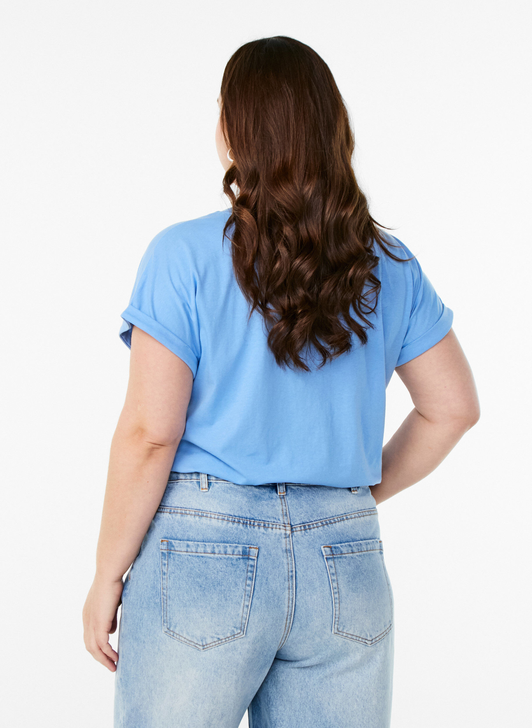 ZizziT-shirt &agrave; manches courtes en m&eacute;lange de coton, Bleu Clair, Model image number 2