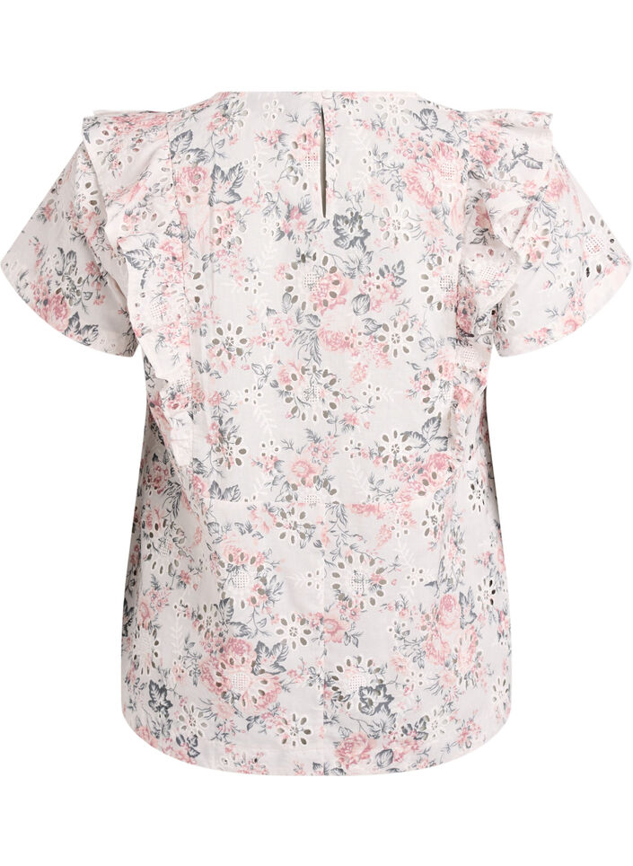Bluse aus Baumwolle mit Broderie Anglaise und R&uuml;schen, Rot, Packshot image number 1