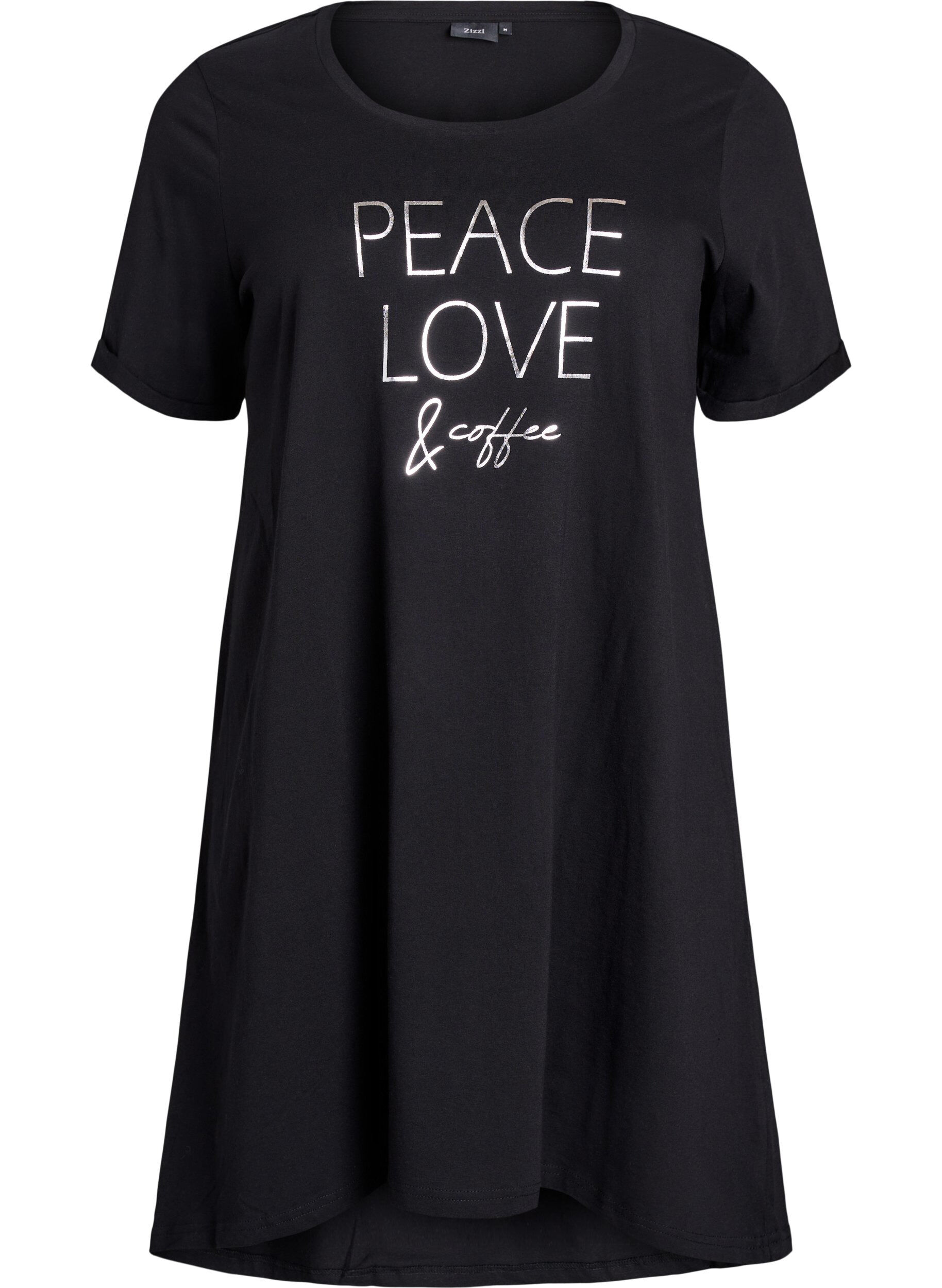 Zizzi Chemise de nuit &agrave; manches courtes en coton biologique, Noir, Packshot image number 0