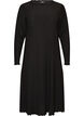 Robe midi avec une texture ondul&eacute;e et des manches longues, Noir, Packshot image number 0