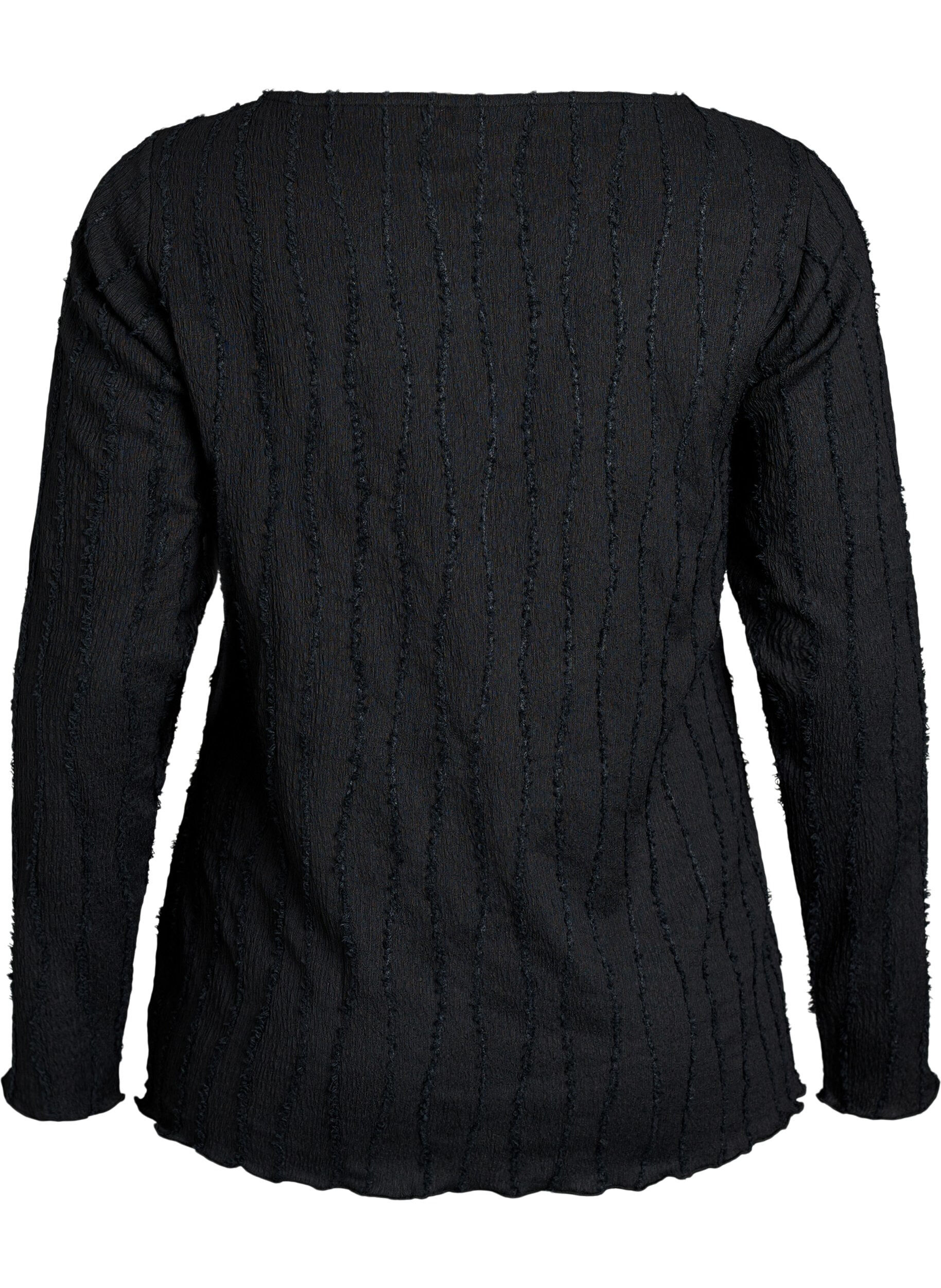 ZizziBlouse en jersey ondul&eacute;, Noir, Packshot image number 1