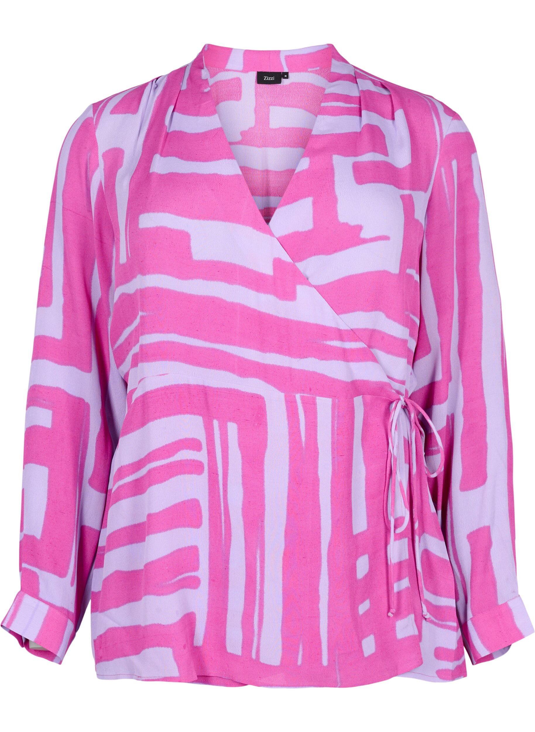 Zizzi Blouse cache-c&oelig;ur imprim&eacute;e en viscose, Rose Violet AOP, Packshot image number 0