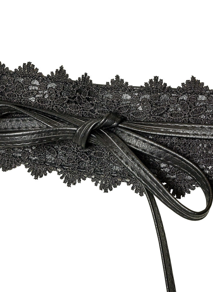Tailleng&uuml;rtel mit Spitze und Bindeband, Schwarz, Packshot image number 2