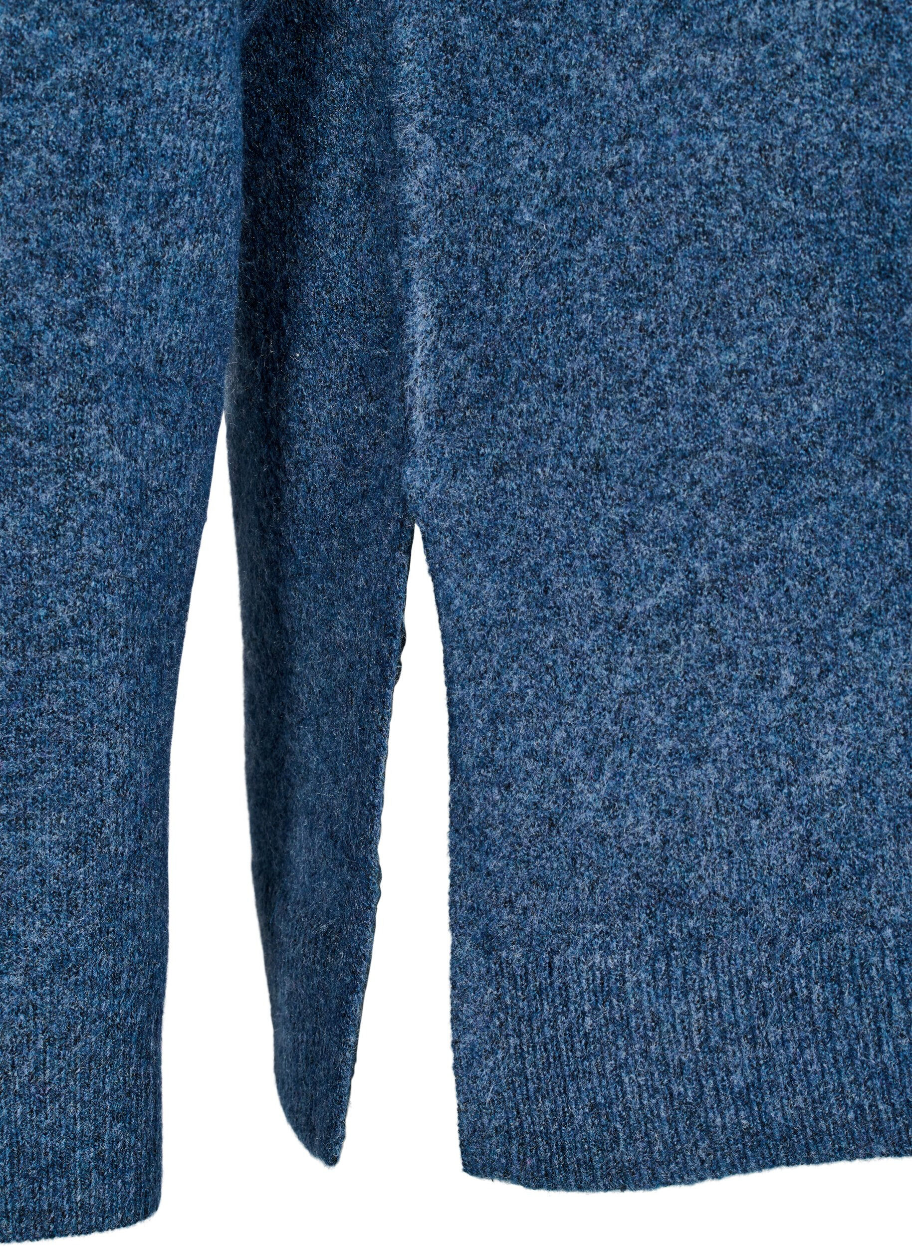 Zizzi Top en maille avec de la laine et des fentes, Bering Sea Mel., Packshot image number 3