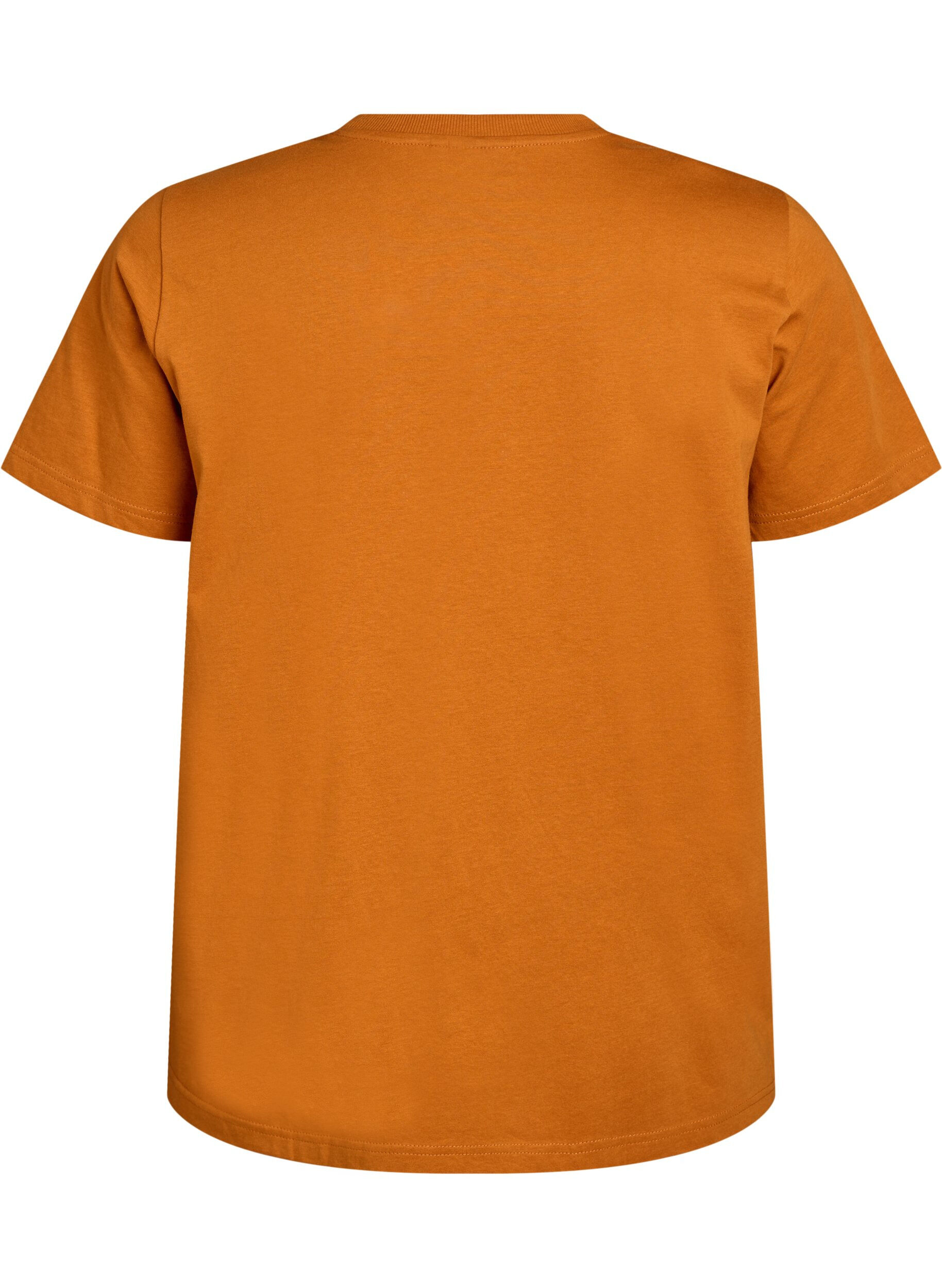 Zizzi Basic T-Shirt aus Baumwolle mit Rundhalsausschnitt, Orange, Packshot image number 1