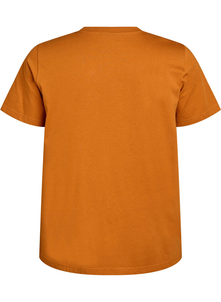 Basic T-Shirt aus Baumwolle mit Rundhalsausschnitt, Orange, Packshot image number 1