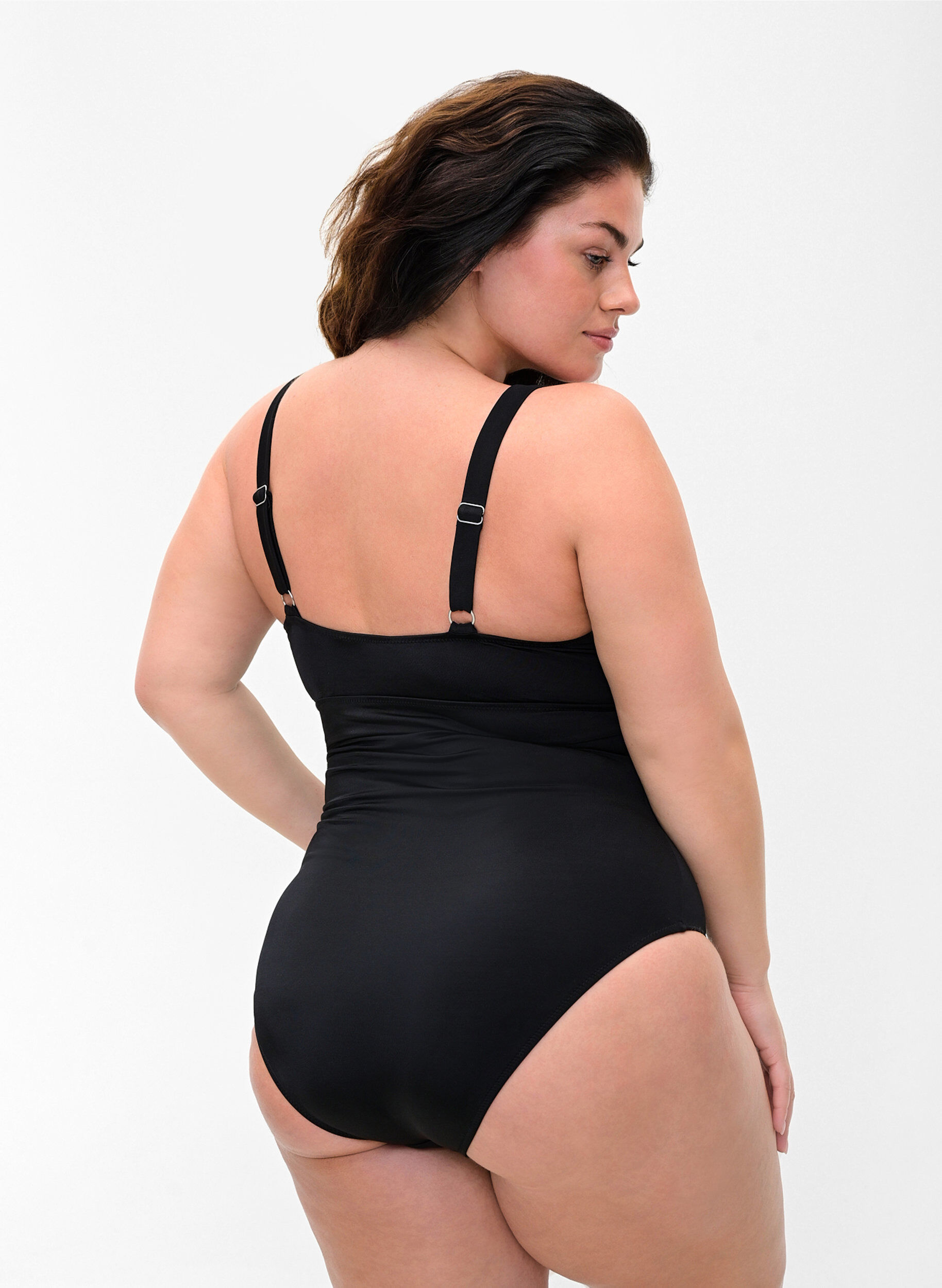 Zizzi Maillot de bain avec d&eacute;tail en cordon, Black, Model image number 1