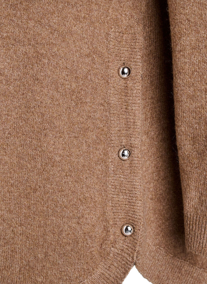 Lange Strickbluse mit Kugelkn&ouml;pfen, Braun, Packshot image number 3