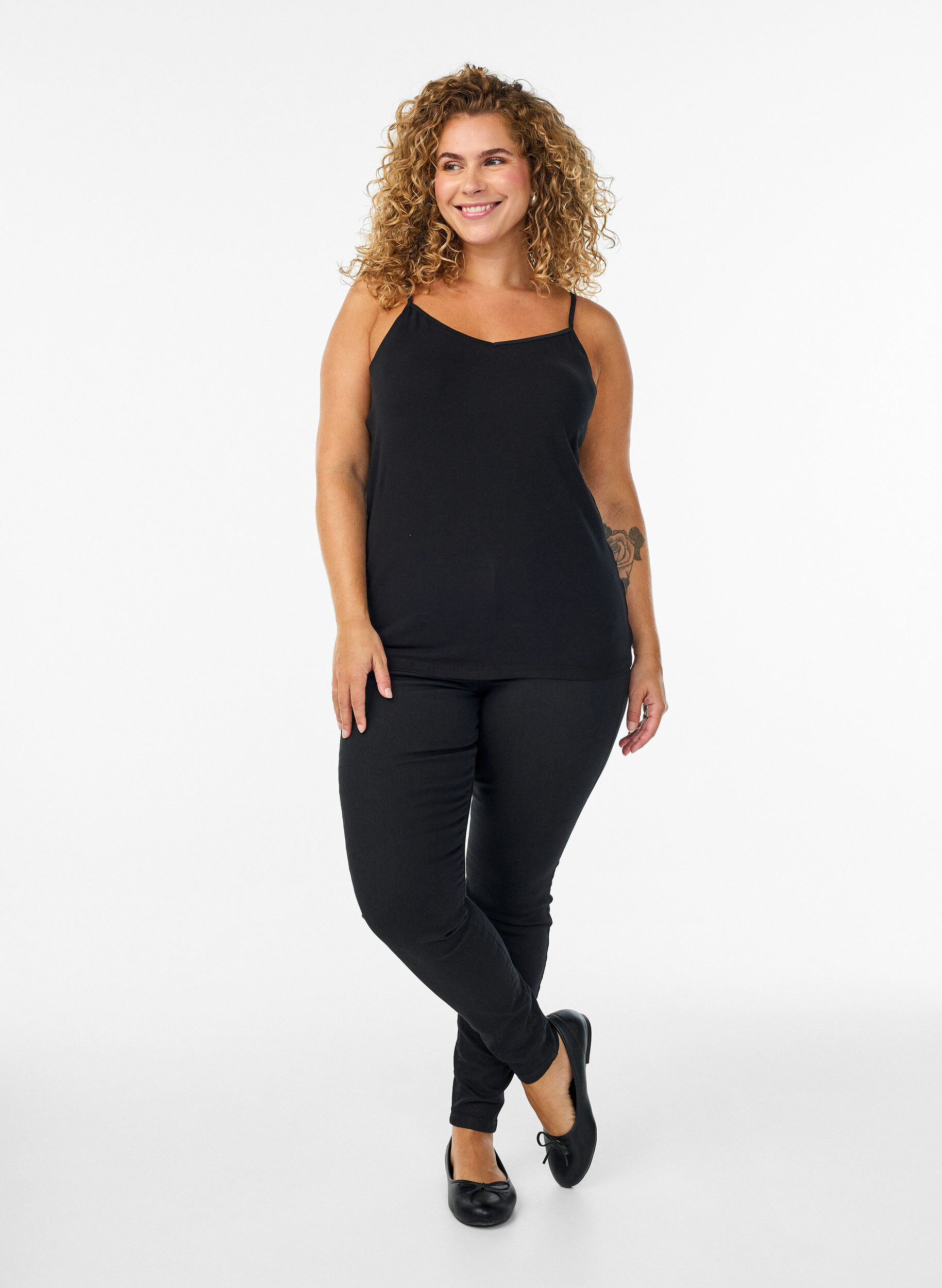 ZizziTop basique &agrave; nouer en coton, Noir, Model image number 1