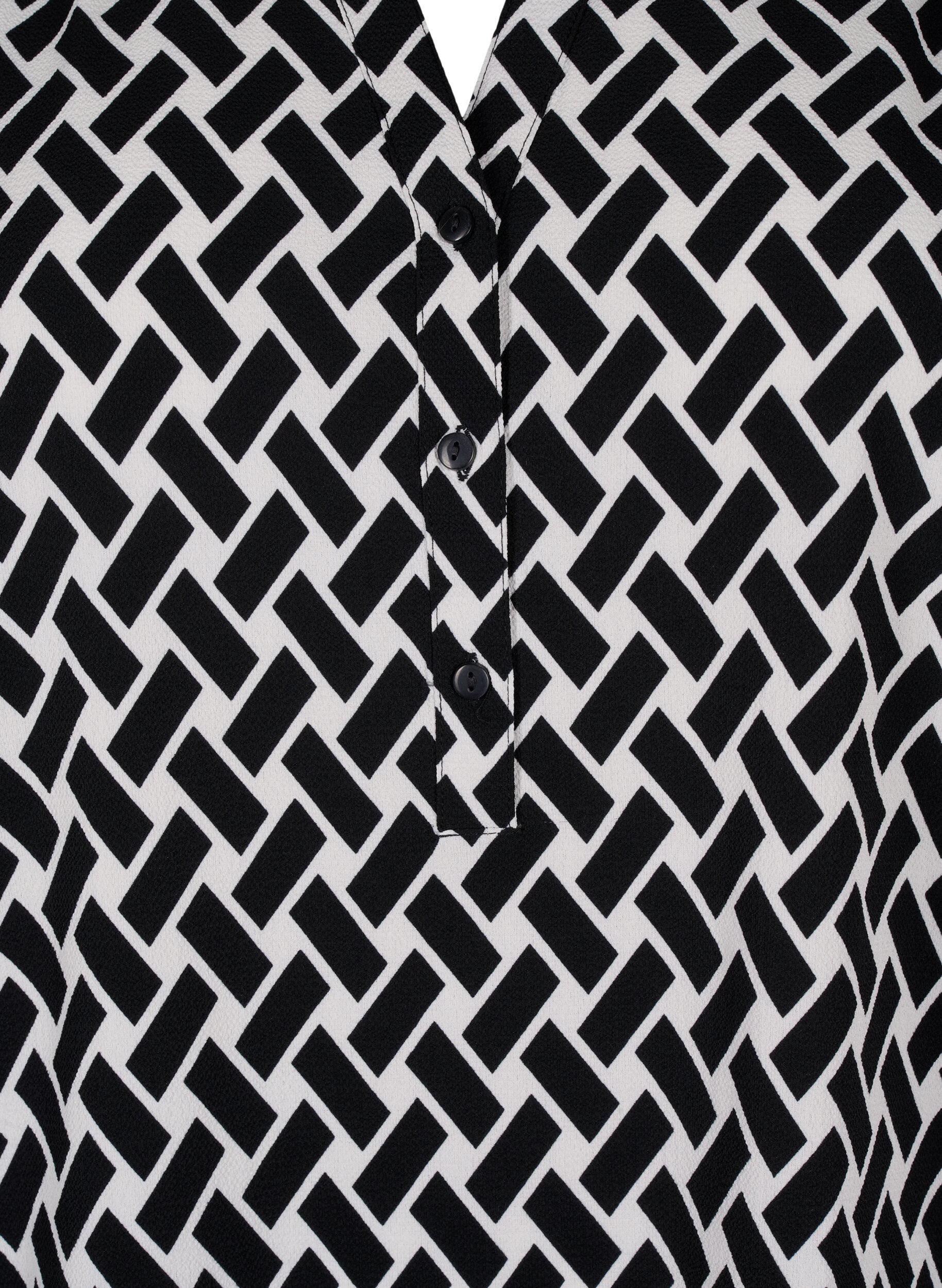 Zizzi Blouse &agrave; manches courtes et encolure en V , Noir, Packshot image number 2