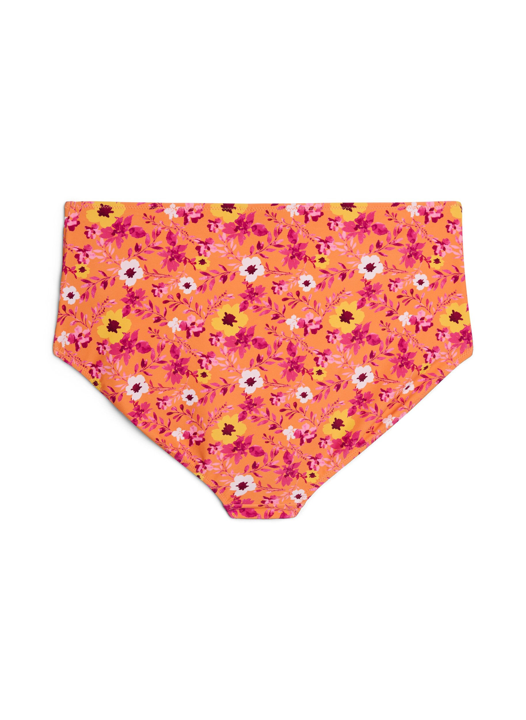 ZizziHoch taillierte Bikinihosen mit Muster, Orange, Packshot image number 1