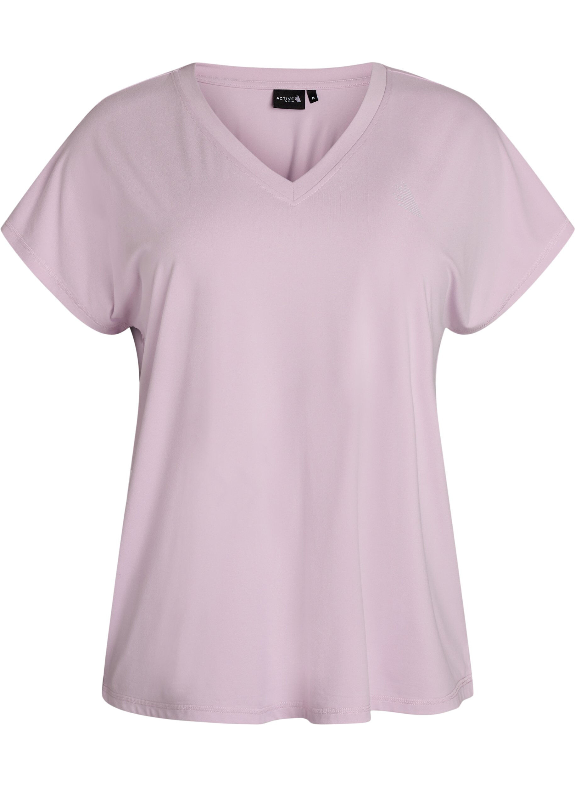 ZizziLockeres Trainings-T-Shirt mit V-Ausschnitt, lila, Packshot image number 0