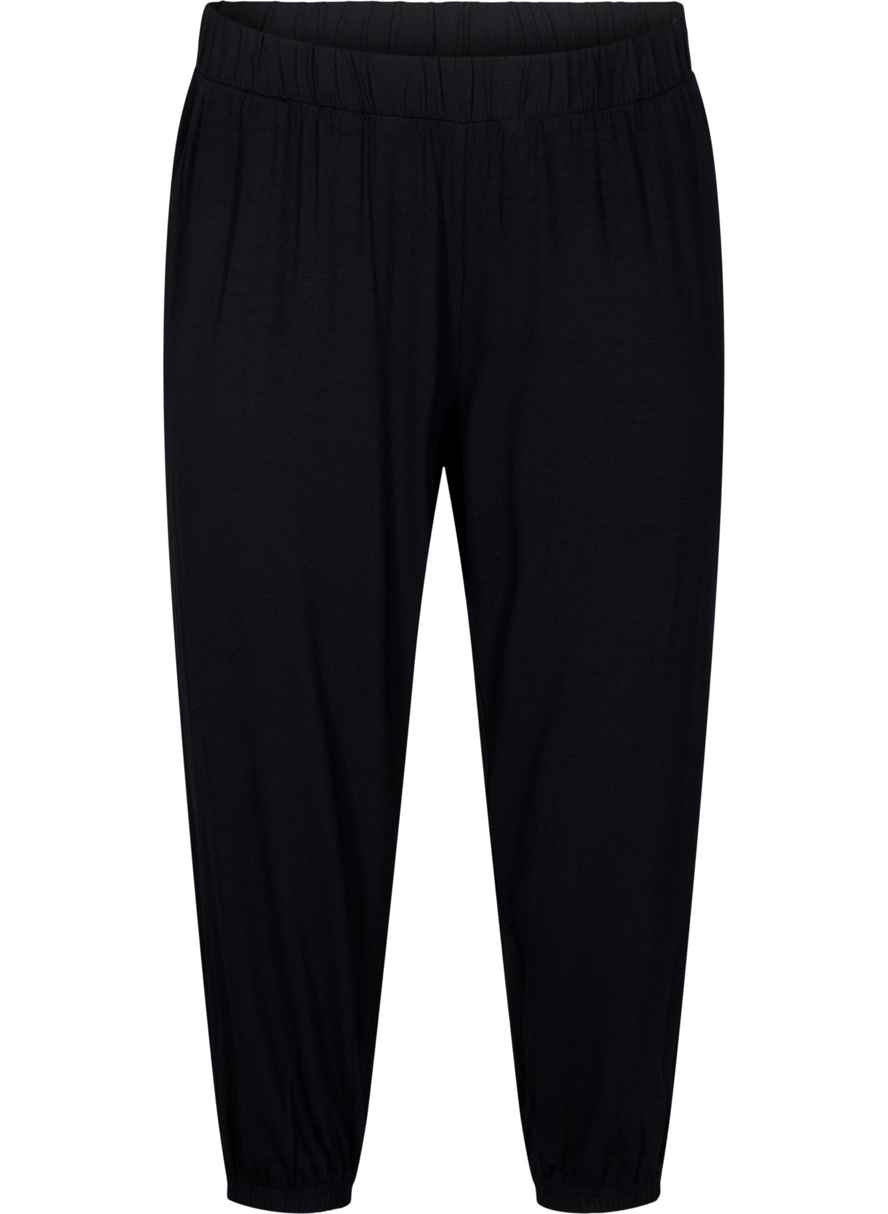 Zizzi Jerseyhose in 3/4-L&auml;nge mit hoher Taille, Black, Packshot image number 0