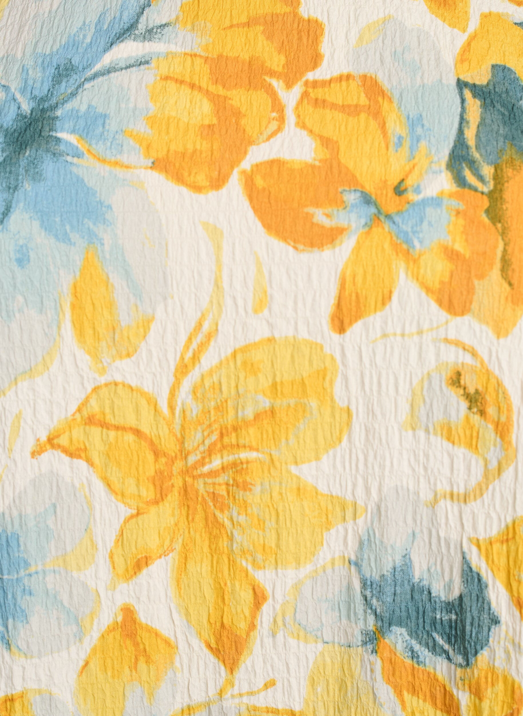 ZizziRobe courte avec texture froiss&eacute;e et manches courtes, Jaune, Packshot image number 2