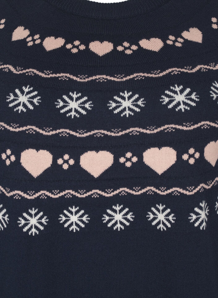 Langärmliges Stricktop mit Weihnachtsmotiv, Navy Blazer Comb, Packshot image number 2