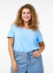 Einfarbiges basic T-Shirt aus Baumwolle, Blau, Model image number 0