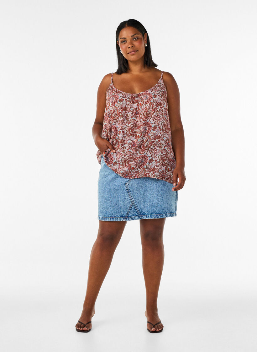 Top &agrave; bretelles en viscose, Rose, Model image number 1