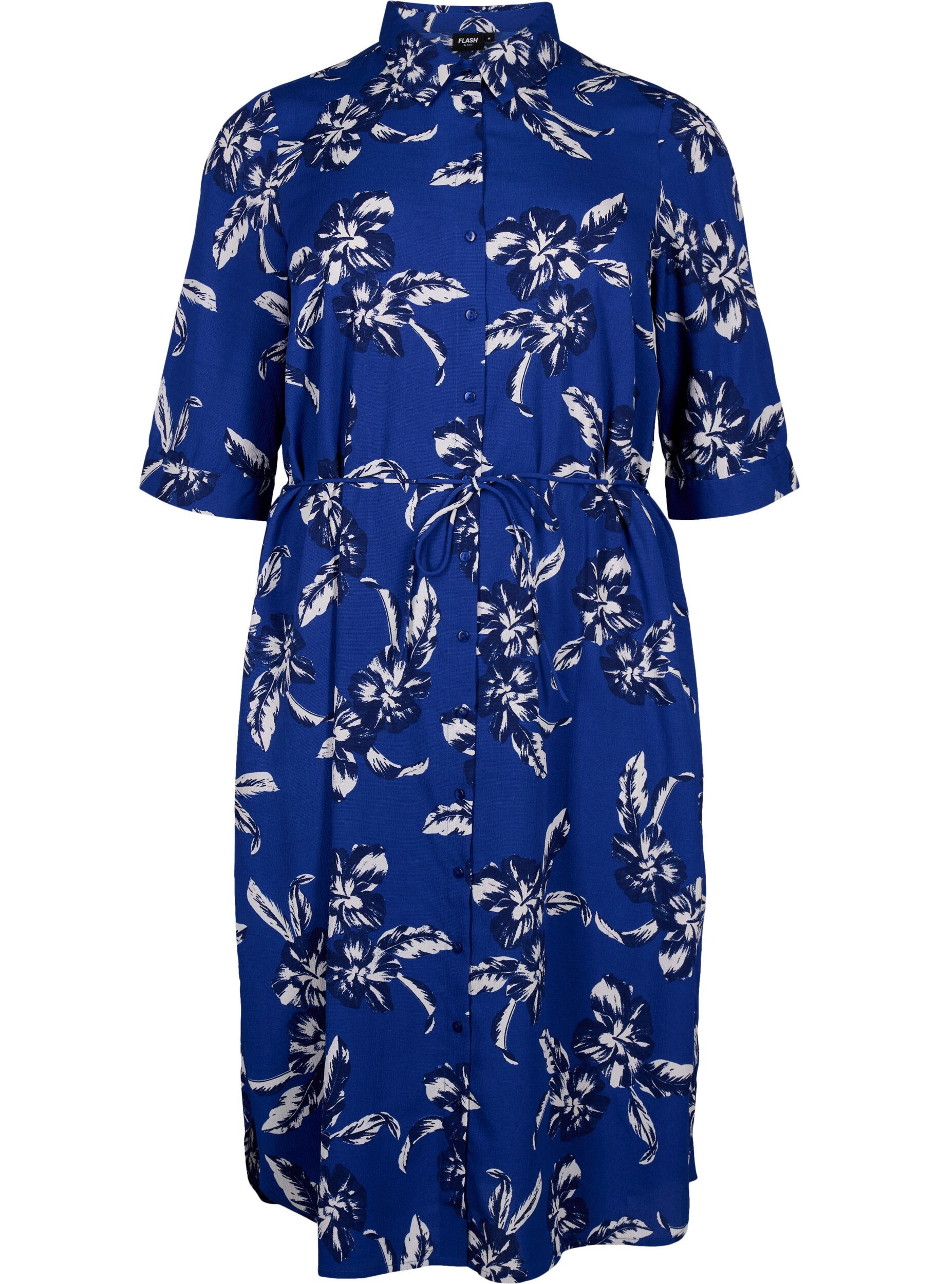 Zizzi FLASH &ndash; Hemdkleid mit Blumenmuster, Navy Blazer Flower, Packshot image number 0