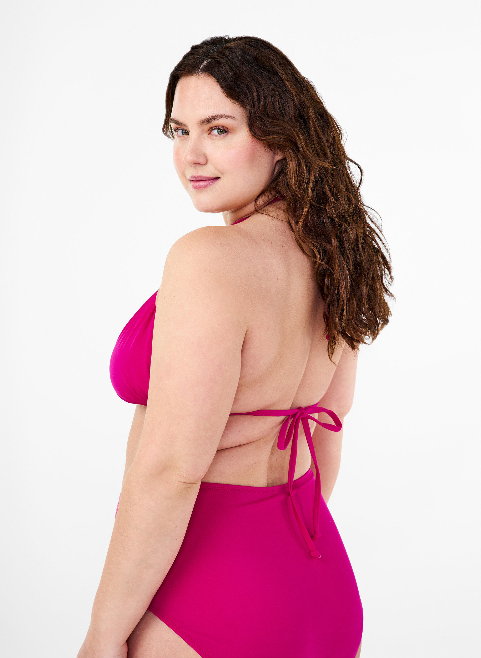 Zizzi Einfarbiges Triangel-Bikinioberteil, Pink, Model image number 1