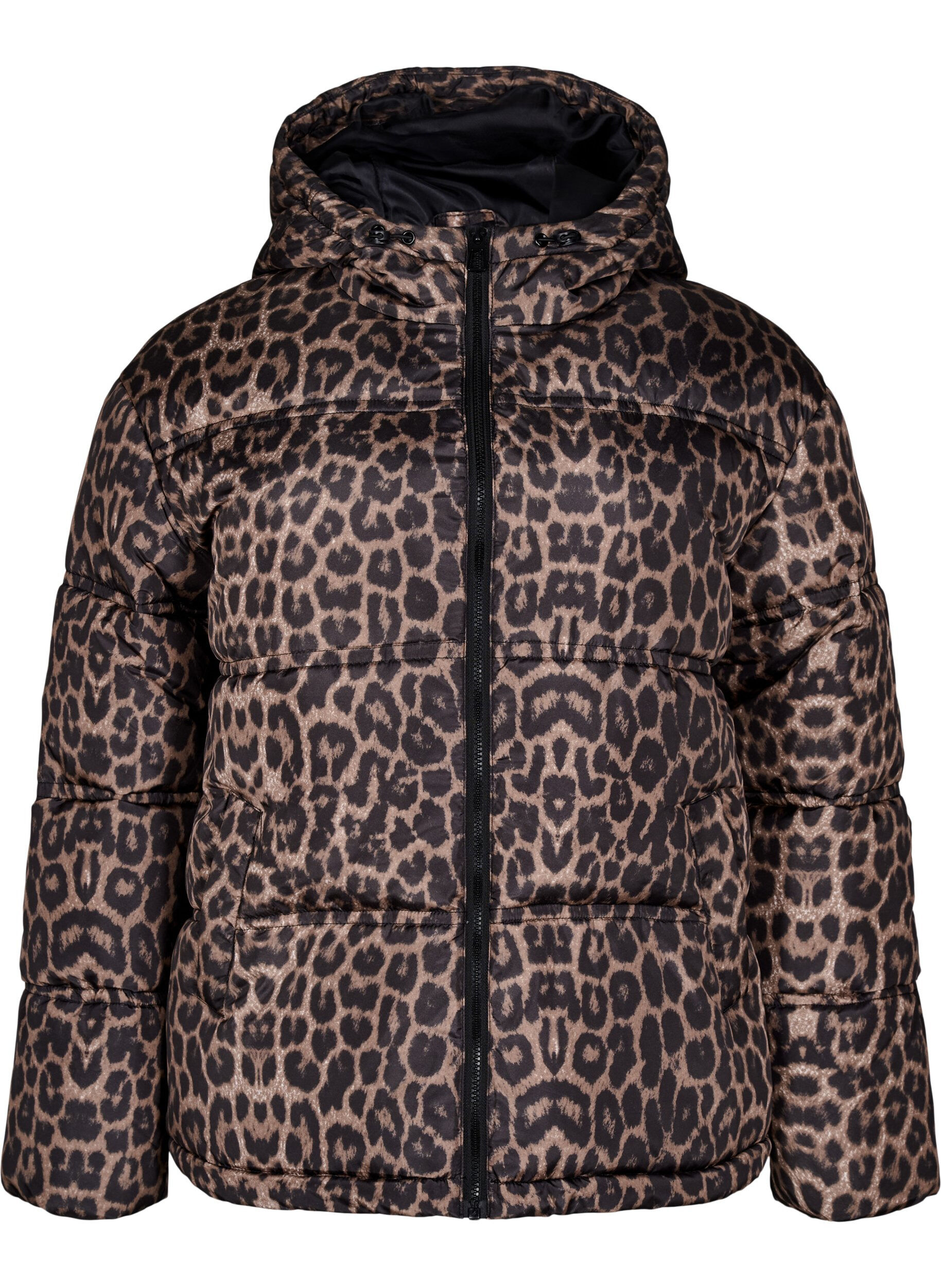 Zizzi Kurze Steppjacke mit Kapuze und Zwei-Wege-Rei&szlig;verschluss, Schwarz, Packshot image number 0