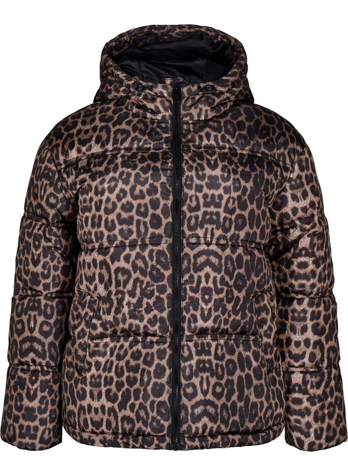 Doudoune courte à capuche avec fermeture éclair double sens, Noir, Packshot image number 0