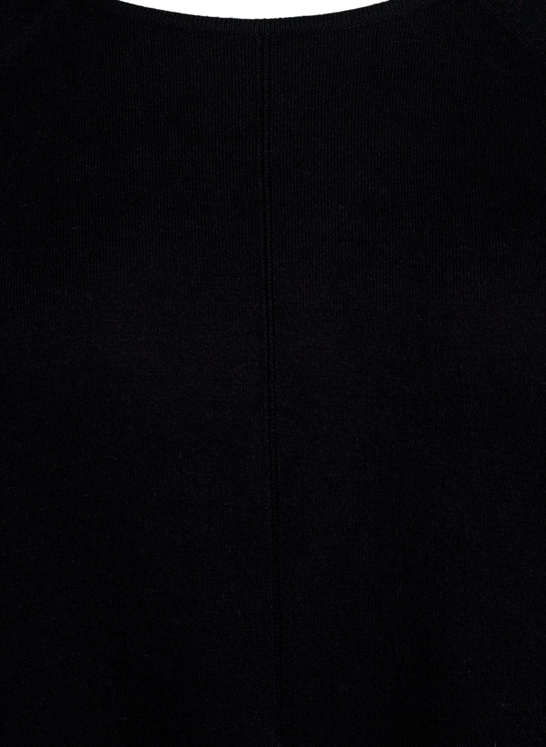 Zizzi Robe en maille avec un col rond et un motif tricot&eacute;, Black, Packshot image number 2