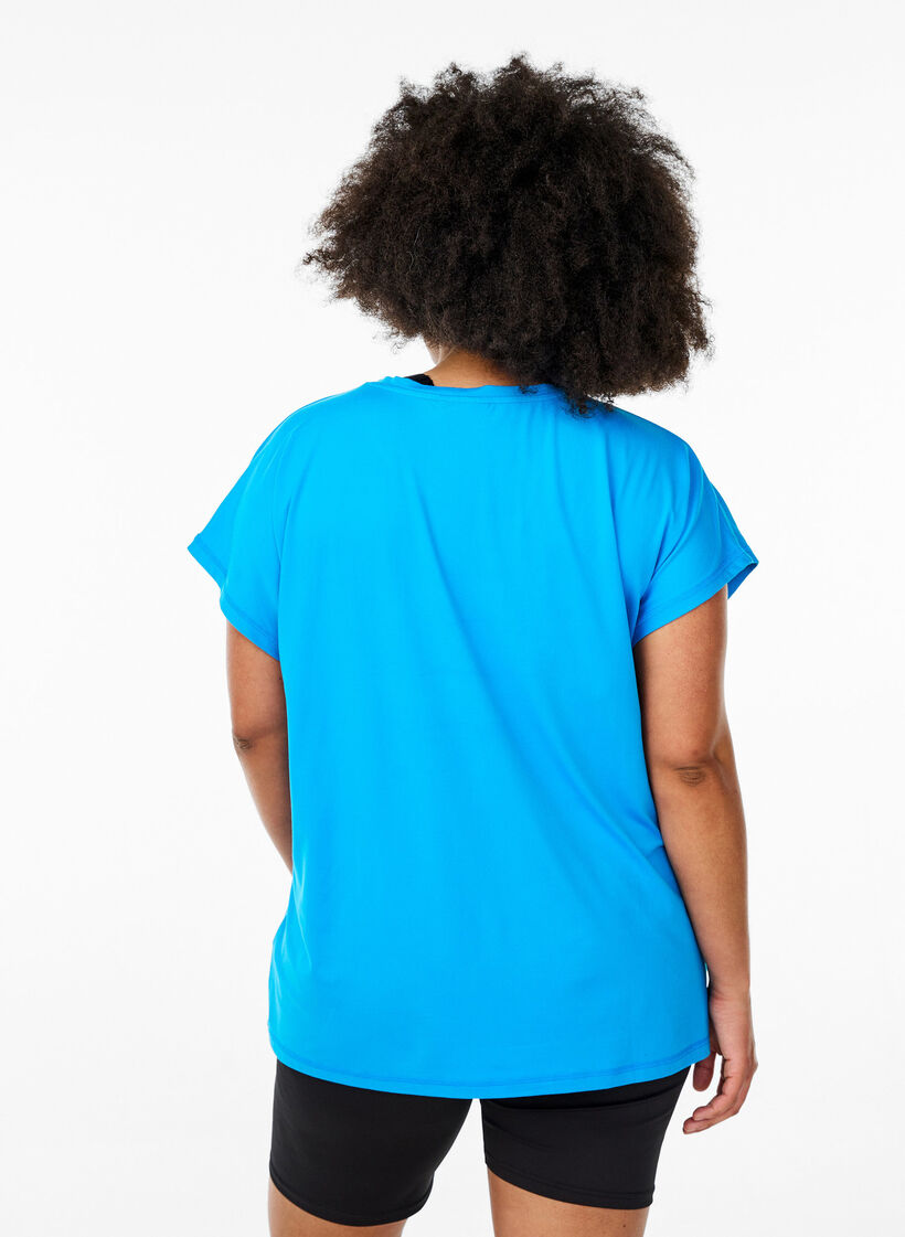Einfarbiges Trainings-T-Shirt, Blau, Model image number 2