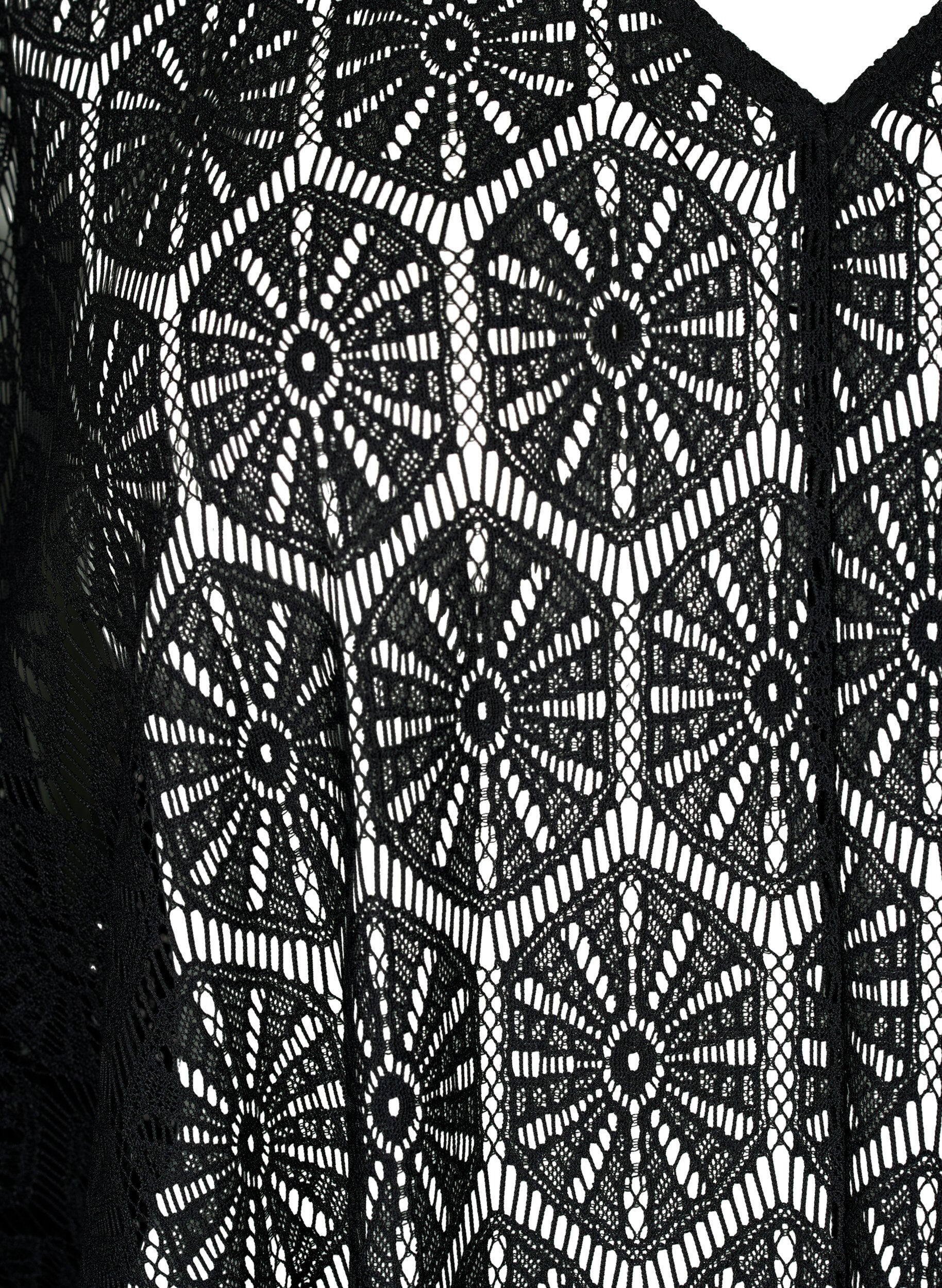 Zizzi Robe de plage caftan avec motif &agrave; trous, Black, Packshot image number 2