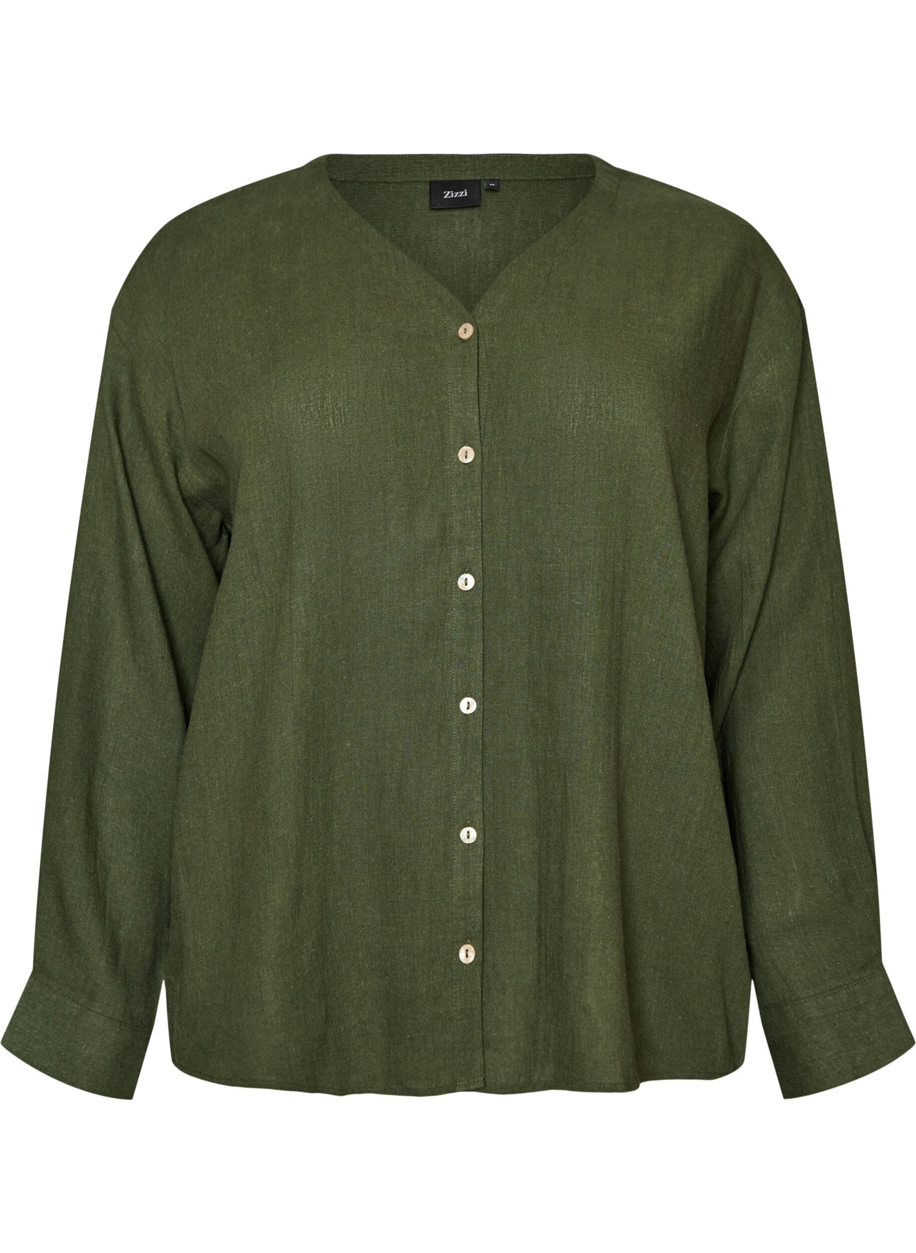 Bluse aus Leinen und Viskose mit V-Ausschnitt