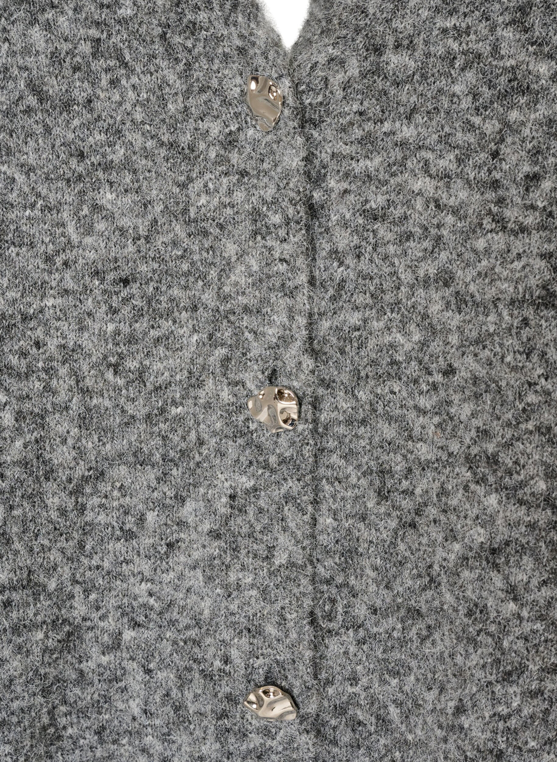 ZizziStrickweste mit V-Ausschnitt und Zierkn&ouml;pfen, Grau, Packshot image number 2