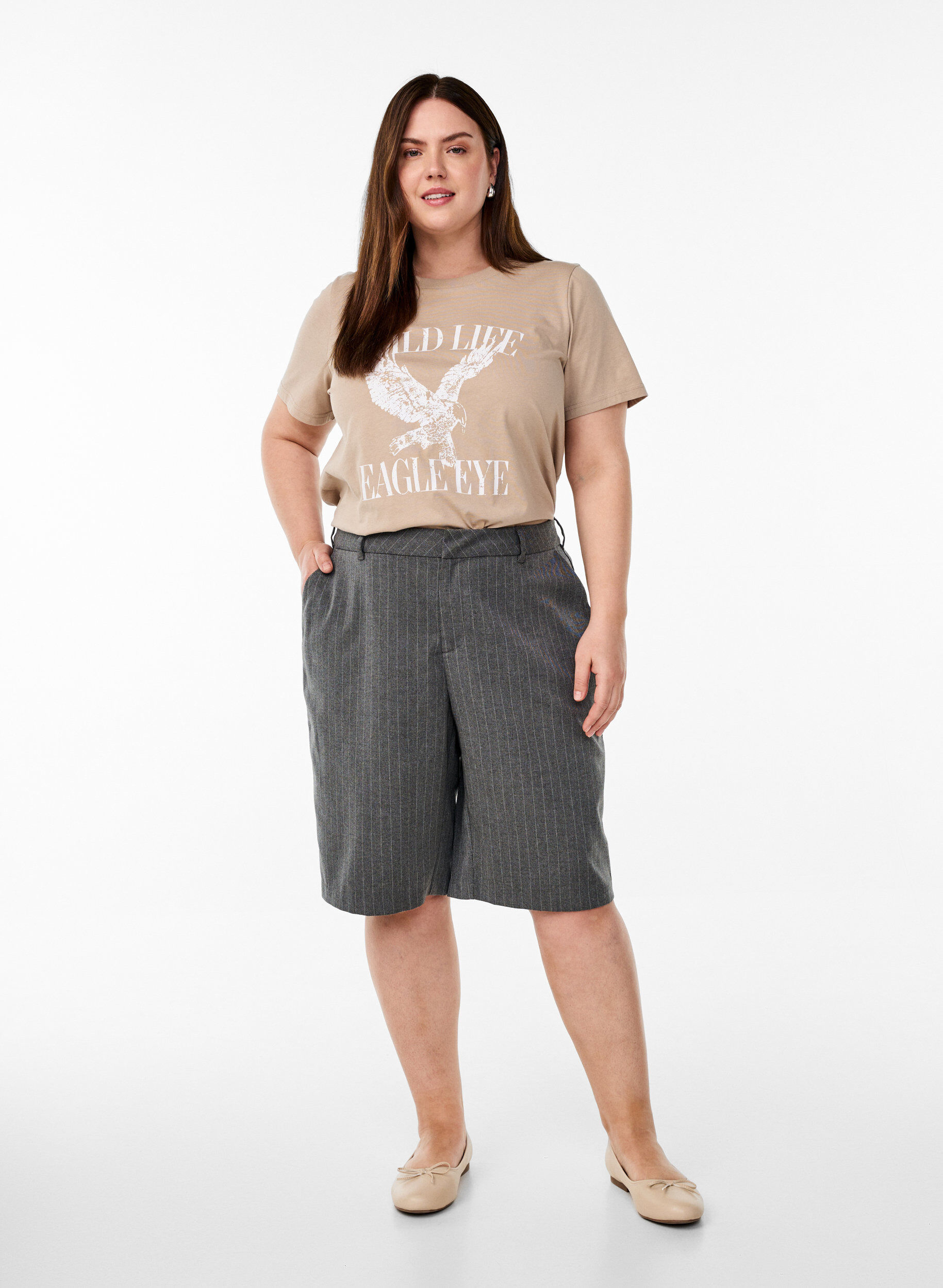 Zizzi T-shirt Eagle Eye, Beige, Model image number 1