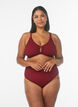 Haut de bikini textur&eacute; avec d&eacute;tail dor&eacute;, Bordeaux, Model image number 1