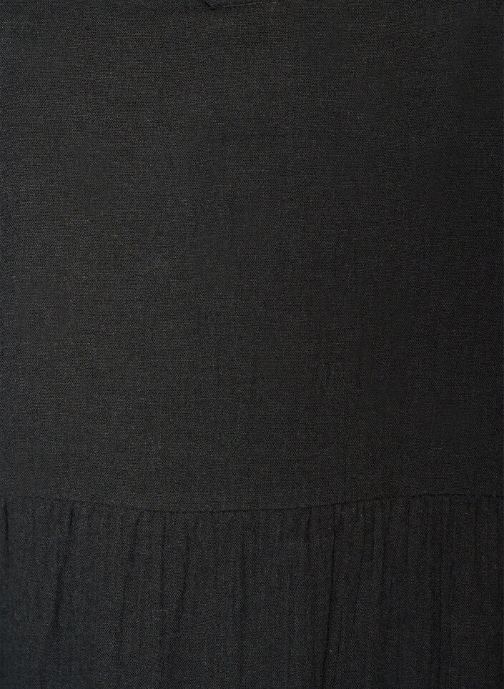 Midikleid in A-Linie aus Baumwoll-Musselin, Schwarz, Packshot image number 2