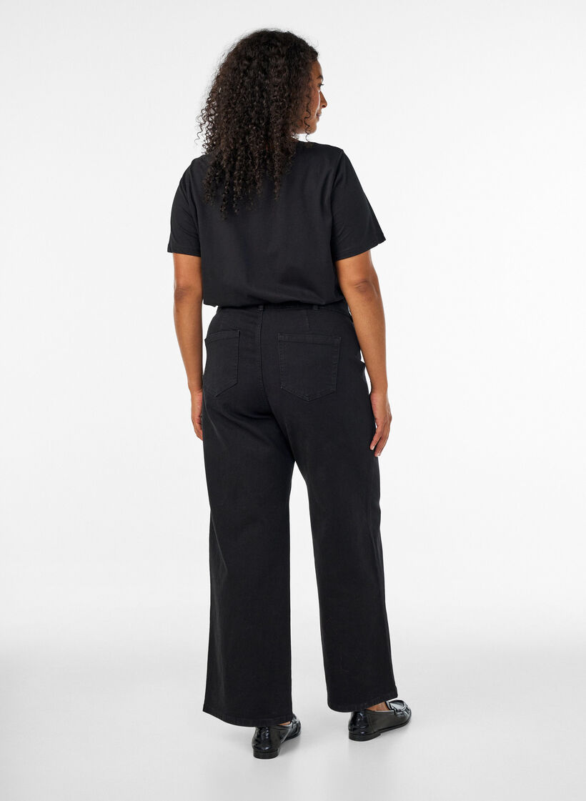 Jeans mit weiter Passform, Schwarz, Model image number 1